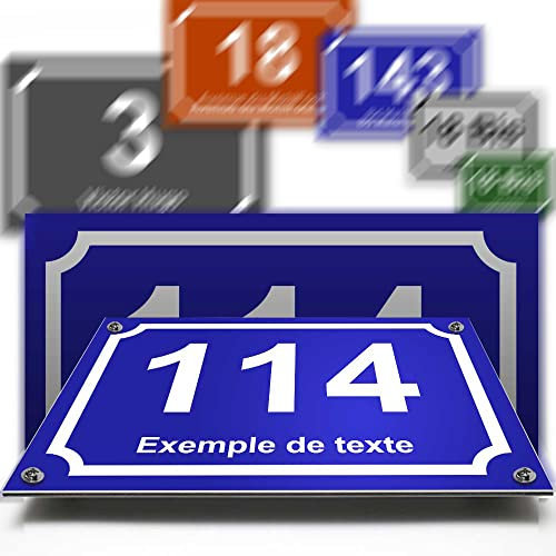 Petite plaque aluminium/polyethylene numéro rue décorative - pour portes et boite aux lettres - collection classique : 2 lignes personnalisables