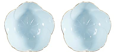 Hoshisea 2 Piezas Cuencos para salsa flor, Mini cuencos postre, Cuenco servir flor, Para Salsas, para Soja, Entrantes, Sushi o Aperitivos(Azul)