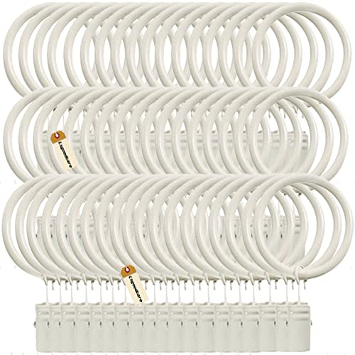 Lsgoodcare 60Pcs Curtain Clips with Rings White 38 mm, Strong Decorative Metal Shower Curtain Clip Rings 1.5Inch