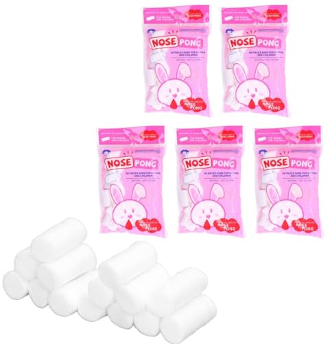 Lot de 5 Bouchons de Saignement de Nez Pour Enfants, Rouleaux de Coton Dentaires, Bouchons Nasaux, Coton-Tige Hémostatique pour Nez Sanglant Dents Bouche, Arrête les Saignements Rapidement (M)