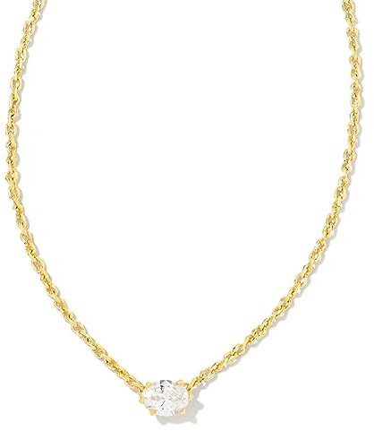Kendra Scott Cailin 14k Gold-Plated Brass Pendant Necklace in White Crystal, Fashion Jewelry For Women