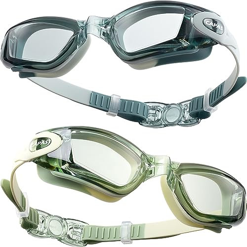 CAPAS Schwimmbrille Kinder, 2er Pack Wasserdicht Anti-Beschlag Anti-UV Wasser Pool Schwimmen Klasse Brillen für Jungen Mädchen von 4–12 Jahren (Jodan Almonds Series #04)