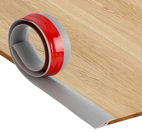 RANJIMA Soglia di Dislivello Pavimento in PVC Autoadesiva, Profilo di Transizione Pavimento per Dislivello di 5-10mm Listelli di Collegamento a Pavimento per Pavimenti Parquet Laminato(Grigio,1 mx5cm)