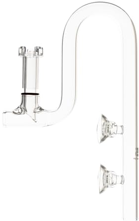 FJARDE Aquarium Glass Lily Pipe for Fish Tank Canister Filter,Unique Outflow Surface Skimmer,5/8''ID(16/22mm) Tubing,L-Type Outflow 17mm/Standard,Item No.1721.