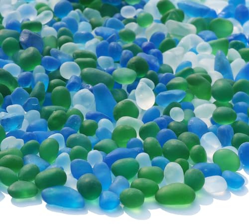 QYGL Sea Glass Stones - 2.9LB/46.4oz Green Mixed Frosted Glass Pebbles Gemstones - Perfect for Aquarium Rocks, Fish Tank Gravel, Vase Fillers, Seaglass DIY Crafts, and Home Decor