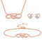 LYL.Adorer Rose Gold Jewellery Set for Women, Infinity Endless Heart Necklace and Bracelet, Heart Earrings with Swarovski Crystal,925 Sterling Silver, Gift for Women Girls