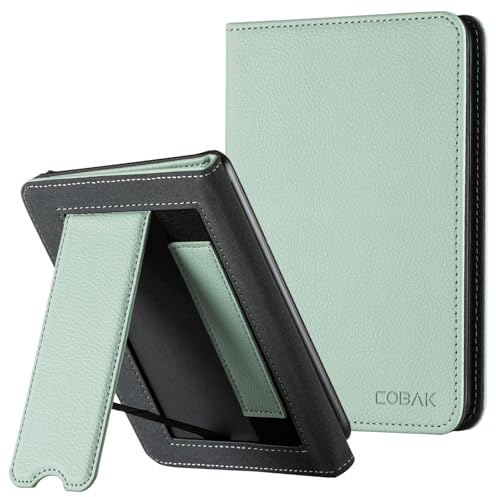 CoBak Fodral med Stöd för 6-tums Kindle 2024 och 2022 Utgåvor (11:e generationen) – PU-Läder Smartfodral med Automatisk Sömn/Väckning & Handrem, Premium Skyddsfodral för Kindle Basic, Grön