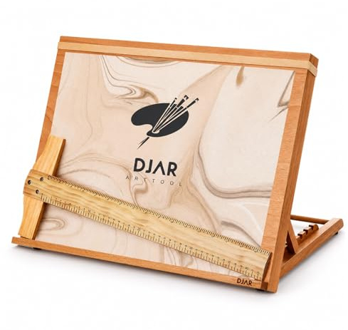 DJAR 5-Position Wood Drafting Table for Painting, Tabletop Easel and Sketching Board, Adjustable Angle Drawing Stand for Adult Artist, 18 1/2 Inches by 14 3/10 Inches