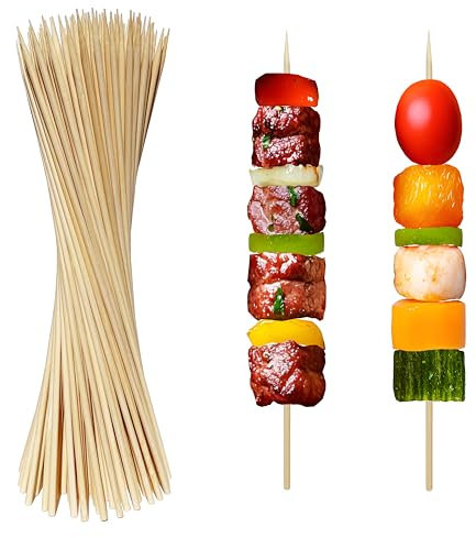 XMZY Bamboo Skewers 8 Inch Wooden Skewers Sticks for Fruit, Kabob, BBQ, Grilling, Yakitori. More Size Choices 10/12, 100 PCS (8inch X Φ3mm)