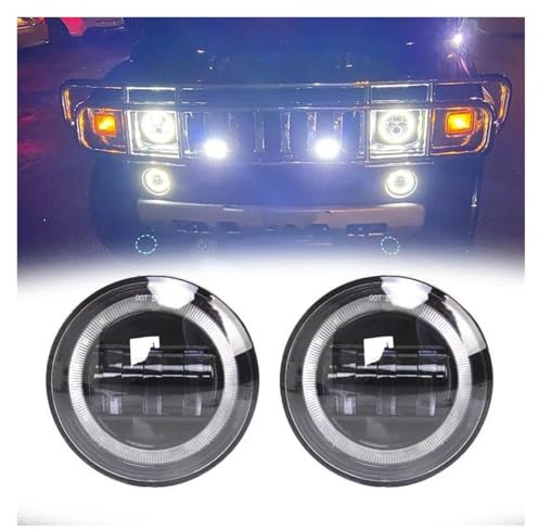 Faro Fanale Proiettore Nero/Cromo 2 Pz Auto Halo Led Fendinebbia Per Hummer H2 2003-2004 2005 2006 2007 2008 2009 Paraurti Anteriore Luci Di Guida Faro Principale(2pcs black)