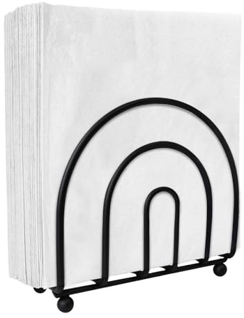 Serviettenhalter, Metall Serviettenständer Freistehender Servietten Halter Schwarz Mattes Serviettenspender für Restaurants, Cafés, Küchen, Hotel, Tischdekorationen (14 * 13.7 * 5.5cm)
