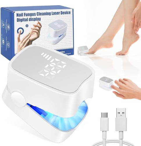 Dispositivo de Tratamiento Antifúngico,Hongos en las uñas Láser con indicador de tiempo,Laser uñas Hongos,Laser Onicomicosis,Dispositivo de Cuidado de uñas Recargable,para Uñas de Manos y Pies