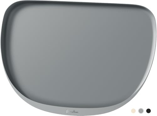 DownyPaws Tappetino Ciotole per Cani e Gatti Impermeabile, Tappetino Sottociotola da Cane in Silicone Senza BPA, Antiscivolo Tappetino Cibo Gatto, Tappeto con Bordo Alto Rialzato, 62 x 43cm, Grigio