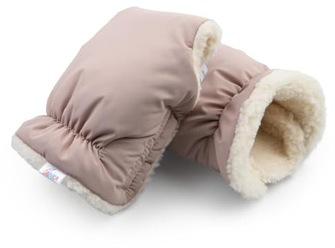 DANKA Guanti scaldamani per passeggino con caldo pile e cotone, interno impermeabile e antivento, misura universale per passeggino, passeggino (beige)