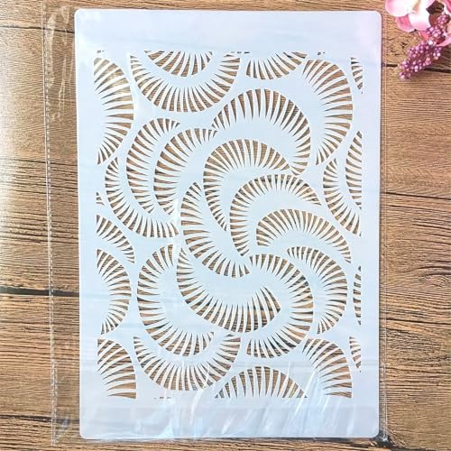 TIAMECH A4 Reusable Swirling Radiating Lines Stencil for Painting
