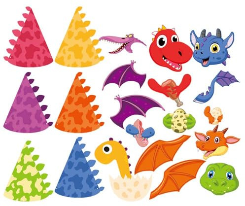 Levigo 6 sombreros de fiesta de dinosaurios, sombreros de cumpleaños de dinosaurio, perfectos para decoraciones de fiesta de cumpleaños con temática de dinosaurios
