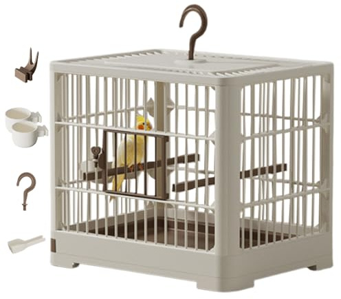 Cage de voyage pour petits oiseaux – Porte-oiseaux léger, conteneur de voyage portable | Caisse de transport de volière compacte, plateau amovible avec poignée à crochet pour pinsons, perruches, perro
