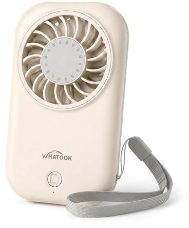 WHATOOK Mini Handventilator: 56g Ultra-Leicht Tragbarer, 11000 U/min Starker Handlüfter mit 5 Geschwindigkeiten, USB-C Wiederaufladbar Taschenventilator für Reise & Unterwegs, Make-up, Beige