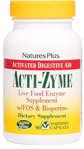 NaturesPlus ActiZyme - Digestive Enzymes Supplement with Probiotics, Bromelain, Lactase, Legumase - Gluten Free, Vegetarian - 90 Capsules