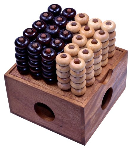 LOGOPLAY Vier in Einer Reihe 3D 5x5-3D Bingo 5x5 - Raummühle - Viererreihe 3D - Strategiespiel - Denkspiel aus Holz