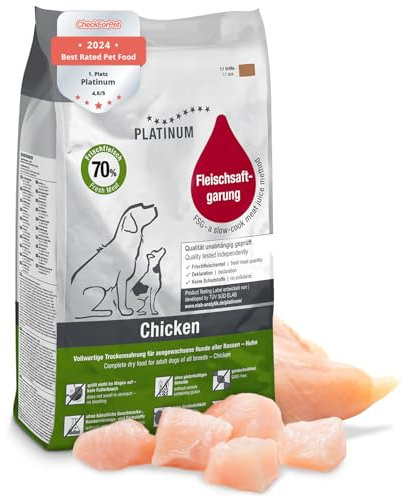 PLATINUM - Hundenahrung Adult Chicken aus Fleischsaftgarung - 5kg Hundefutter trocken nährstoffreich wie Barf - besonders schmackhaftes Hundetrockenfutter für kleine und große Hunde - in DE geprüft