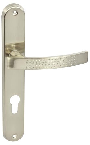 domino Türgriff 72 Drückergarnitur PZ - Profilzylinder Set Türklinke für Zimmertür, Bürotür, Kellertür & Innentür L-Form Türbeschläge aus Aluminiuml Nickel Türdrückergarnitur ALMA ECO M9