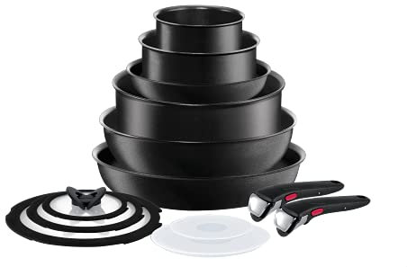 Tefal Ingenio Expertise Pots & Pans Set, 13 Pieces, Stackable, Removable Handle, Space Saving, Non-Stick, Induction, Black, L65090AZ