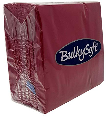 BulkySoft Paper Serviettes 2Ply Solid Colour Soft Napkins for Kitchen, Parties, and Events – Rip Proof Disposable Tableware - 33 × 33 cm – 100% Cellulose Pack of 100 Kitchen Napkins - Dark Red