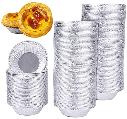 Yesland 500 Pack Aluminum Foil Egg Tart Molds, 2.8 Inch Disposable Pie Tins Pans and Tinfoil Cupcake Circular Baking Cup for Baking, Making Tarts, Quiche Pie, Caramel Pudding