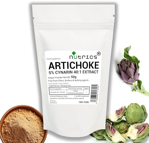 Nutrics® Artichoke Extract 40:1 50g Powder Caffeoyl Quinic Acid - High Strength Supplement