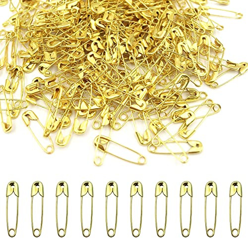 Yosawa 500 Pcs Mini Metal Clothing Safety Pins Accessories for Home Office Use DIY Art Jewelry Marking with Storage Box (Golden)