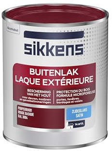 Sikkens - Peinture Laque Extérieure Bois et Fer - Finition tendue, sous-couche intégrée, facile à appliquer - Satin Rouge Basque 0,75 L