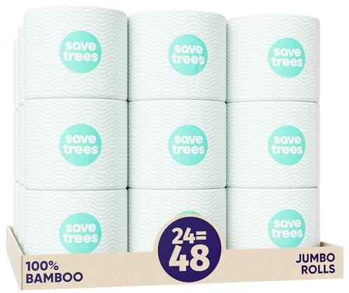 Cloud Paper Bamboo Toilet Paper - 24 Rolls of Environmentally-Friendly Toilet Paper, 3-ply, 350 Sheets per roll - Soft and Strong, FSC-Certified, Elementally Chlorine-Free, Plastic-Free, Vegan