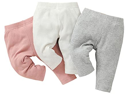 Baby Girl Leggings Solid Knitted Cotton Pants(Pack of 3)