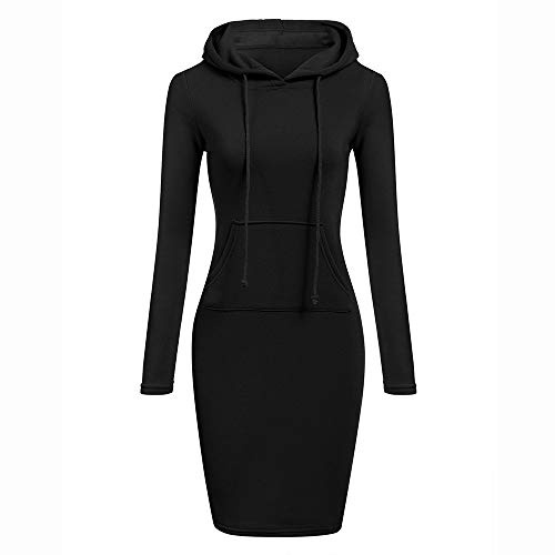 Sweatkleid Damen Langarm Knielang: Hoodie Kleid Damen Mit Kapuze Winterkleid Elegant Winter Warm Freizeitkleid Oversize Sweatshirtkleid Lang Herbst Mini Kleider Langarm Lange Kapuzenpulli Jumper Pulli