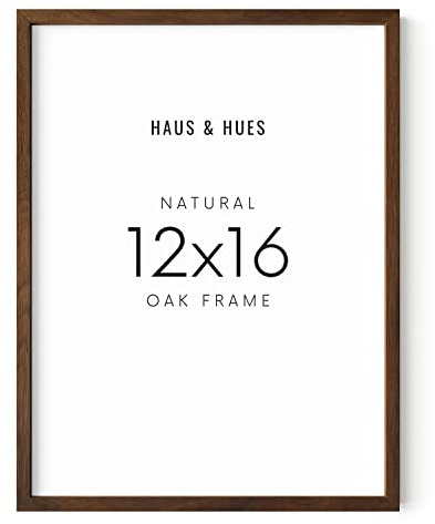 Haus and HUES Walnut 12x16 Picture Frame - Rustic Natural Wood Wall Art Display - Brown 12x16 Frame for Art Prints, Photos, Posters - Ready-to-Hang Vertically & Horizontally - Wooden Decor