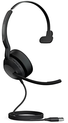 Jabra Evolve2 50 Micro-casque filaire mono - Technologie Jabra Air Comfort, microphones à réduction de bruit et ANC - Certifié MS Teams, fonctionne avec toutes les autres plateformes - Noir