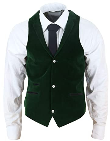 Lacoac Hombre Terciopelo Notch Lapel Traje Chaleco 3 Botones Cuello en V Chaleco para Prom Cena Boda Formal