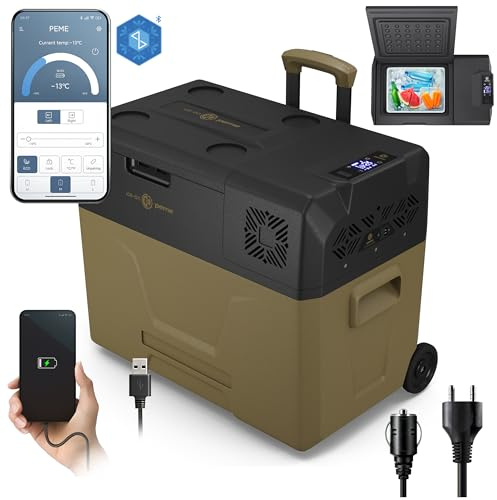 peme Expedition Kompressor Kühlbox 39L - Tragbare Auto Kühl- und Gefrierbox, Tiefkühlfunktion bis -20°C, Dual Power 12V/24V, 230V, Bluetooth-App Steuerung, Eco-Modus, für Auto, Camping