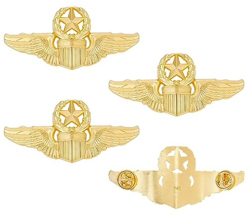 WEBEEDY 4 Pièces Broche d'Ailes d'Aviateur en Métal Broche de Badge d'Ailes de Maître de Commandement Militaire