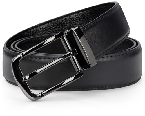 IGOLUMON Gürtel Herren Leder 30mm Breit Ledergürtel Herren Verstellbare Anti-kratzer Schnalle mit Geschenkbox Business Freizeit Men Belt 125cm Schwarz