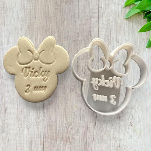 ELACE Emporte Pièce Minnie A Personnaliser Avec Prénom - Moule Petit Beurre - Emporte Piece Avec Prénom Biscuits, Gâteaux, Décorations - Idéal pour Cuisson, Artisanat, Enfants et Adultes