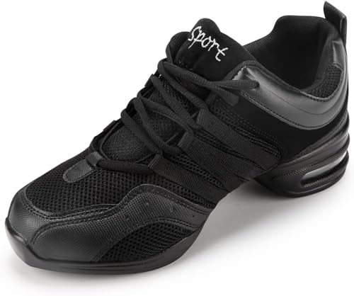 Zapatillas de Deporte Jazz para Mujer Zapatillas Baile Jazz Latino Mujer Zapatos de Entrenamiento de Danza de Caminar Deportiva de Malla Cojín de Aire Fitness Sneakers (Tanz-J12, 39EU)