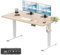 Flamaker Electric Standing Desk 120x60cm Height Adjustable 73-118cm 4-Button Memory Control & LED Display Heavy-Duty Steel Frame 50kg Weight Capacity Anti-Collision Hook & Cable Port,Beige