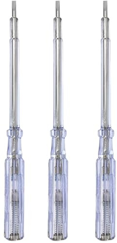 com-four® 3X testeur de Tension VDE - testeur de Phase à Fente avec Tournevis - testeur de Courant Multi-Outil - 19 cm (3 pièces - testeur de Tension 19cm)