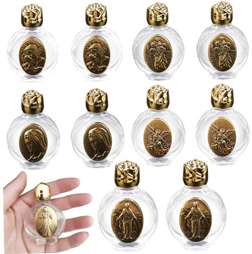 10 Piezas Botella de Agua bendita Recipiente de Agua bendita en Relieve Vistia vacío rociador de Agua bendita Frasco de Agua bendita para obsequios religiosos, decoración de la Boda en el hogar, Cont