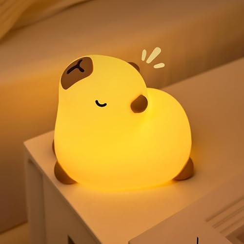 QIRAHQI Capybara Nattlampa för Barn, USB-uppladdningsbar Silikonlampa med Timer och Pekfunktion, Perfekt för Barnrum, Sovrum och Amning, Mjuk Design, Gåva till Flickor Pojkar