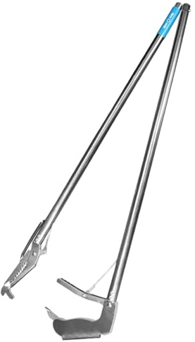 Professional Folding Snake Tongs, Adjustable Curved Jaw Safety Reptile Catcher Clamp Garbage Clip Cleaning Tool