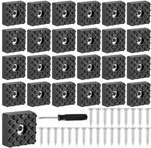 25 PzPiedini Gommini per Sedie, Piedini in Gomma per Mobili con Viti, Piedini per Sedie Antiscivolo Quadrati per Taglieri Tavoli Pavimenti da Tavolo (30 x 30 mm)