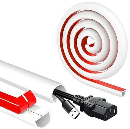 GAZIL Canal de Cables Flexible 2M de Goma Blanca, Pasacables Autoadhesivo & Conducto para Cables Eléctricos, Canaleta para TV de Pared, Cubrecables para Hogar & Oficina